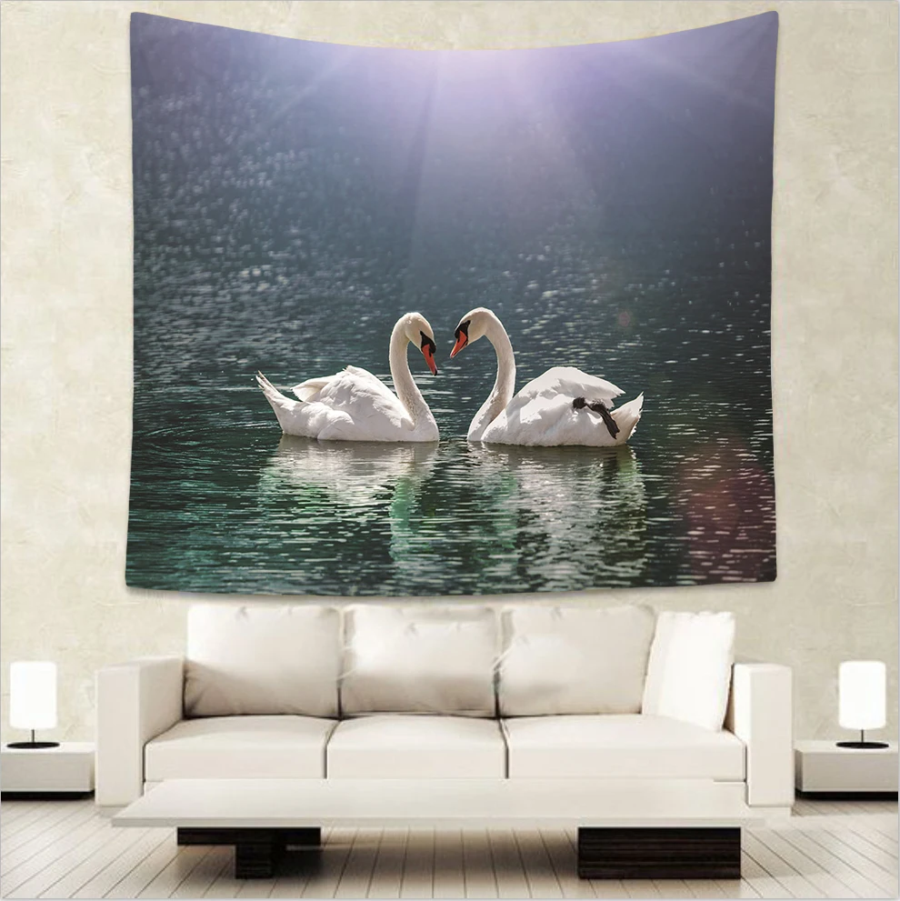Теплый домашний Лебедь влюбленная пара индийский гобелен хиппи настенный гобелен с мандалой покрывало в богемном стиле dorm декоративный гобелен 51x6" GT14