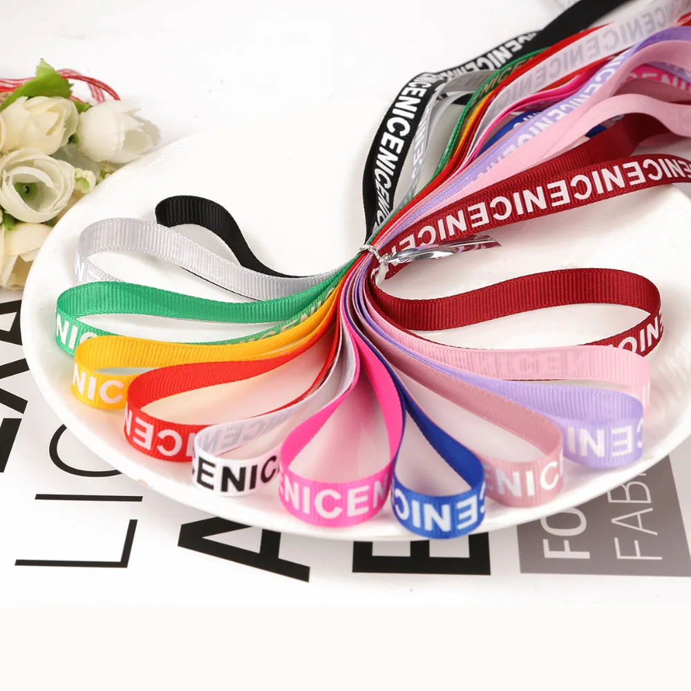 

10yards ( 9meters ) 10mm Width 100% Polyester Printed Plain Grosgrain Ribbons For Key Ring Scrapbooking Headwear Wrap Supplies