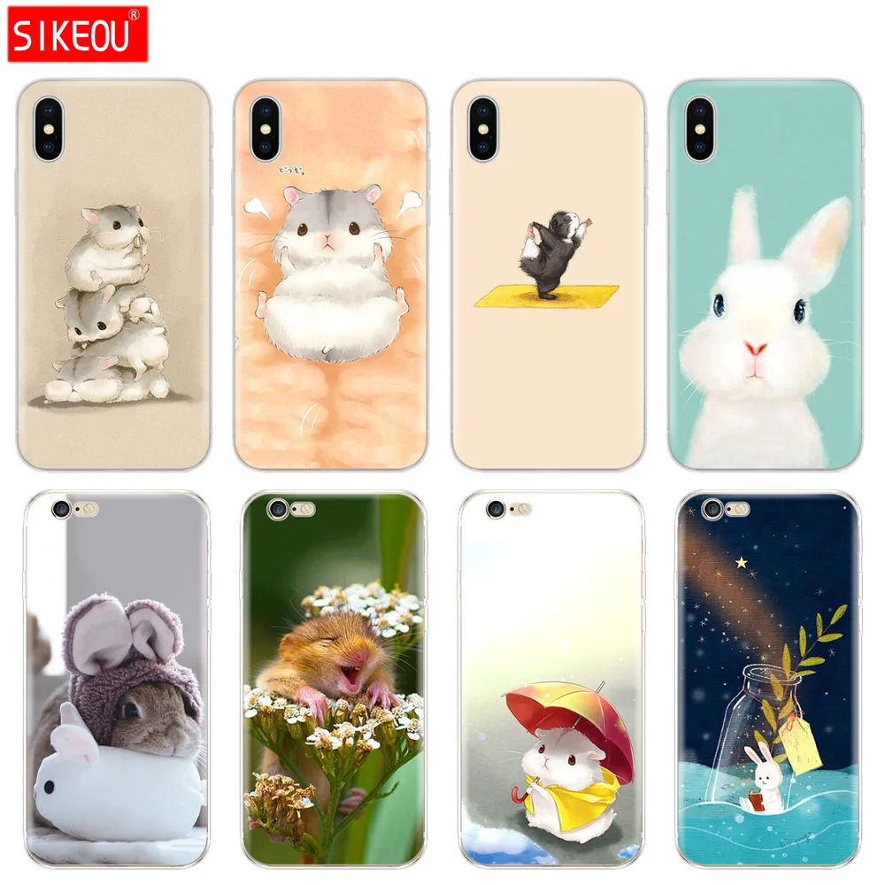 Силиконовый чехол для телефона Iphone 6X8 7 6s 5 5s SE Plus 10 XR XS Max Кролик мышь Хомяк|Бамперы|