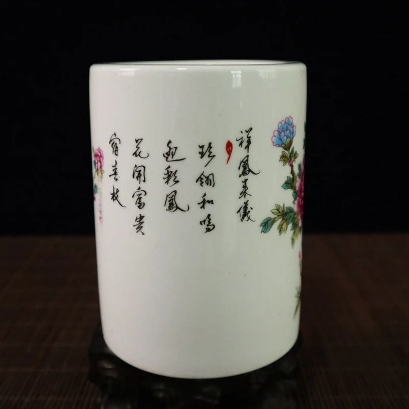 Изысканные китайские классические коллекционные красочные Phoenixs и цветы фарфоровая ручка держатель/кисточки горшок