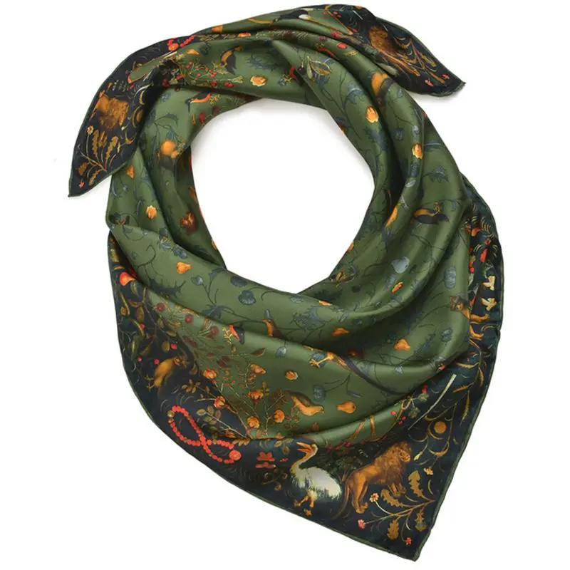 

Spring Scenery & Brids Print 100% Twill Silk Scarf Women Ladies Square Silk Scarves Shawl Wraps OL Clothing Accessory