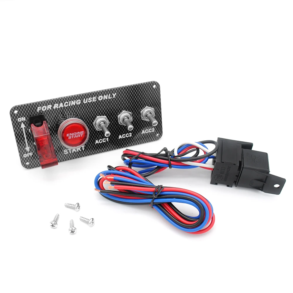 

Dc 12V Ignition Switch Panel 5 In 1 Car Engine Start Push Button Led Toggle Flexible Control To Fit Racing Car Universal