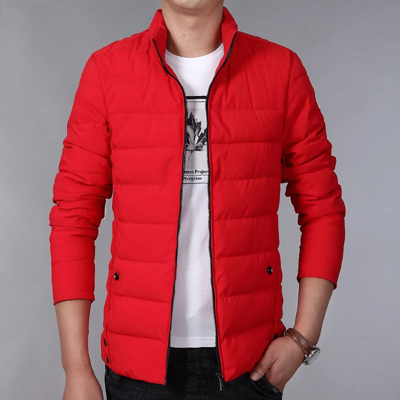 

2019 New Men Winter Jacket Casual Cotton Padded Jacket Stand Collar Autumn Mens Jacket korean Clothes Red Winter Coat Men L-7XL