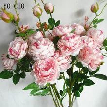 Yo cho 5 cabeças flores de seda rosa artificial flor peônia buquê artificial flor branca peônias decoração do casamento casa flores falsas