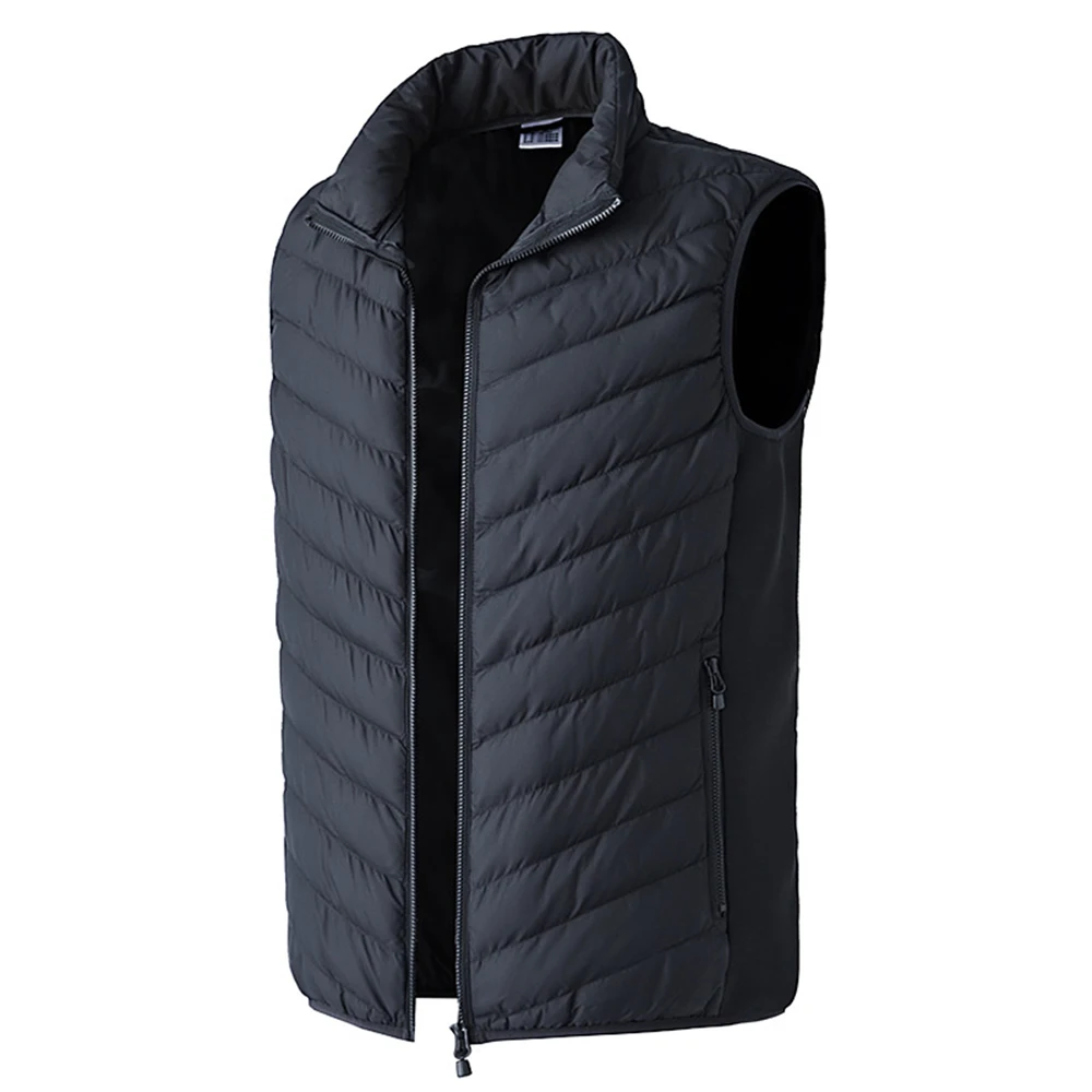 Мужская зимняя камуфляжная нагревательная жилетка, Электрический жилет с USB, углеродное волокно, теплое моющееся термостат, хлопковая теплая куртка - Цвет: Черный