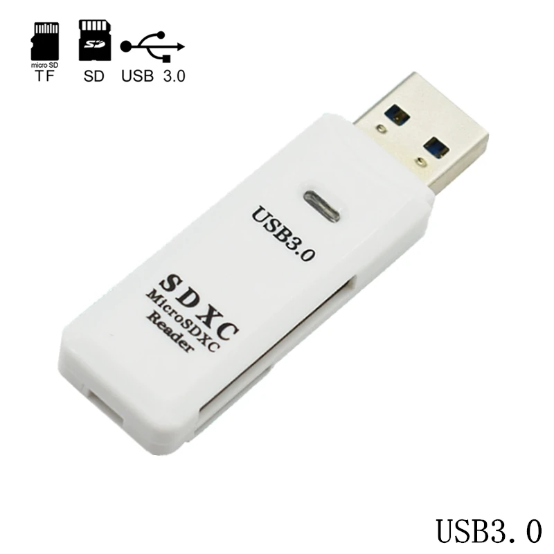 Считыватель карт GAOMUYUE USB3.0 для Microsd и TF/SD карт и SD USB 3,0 в кардридер s для ПК и Loptop free-S2 - Цвет: USB3.0-White