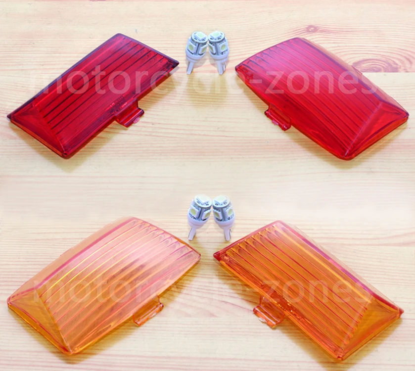 

Motorcycle Front Rear Fender Tips Mud Guard Light Lens Cover w/ LED For Harley Touring FLHT FLT FLHR Amber Red Smoke