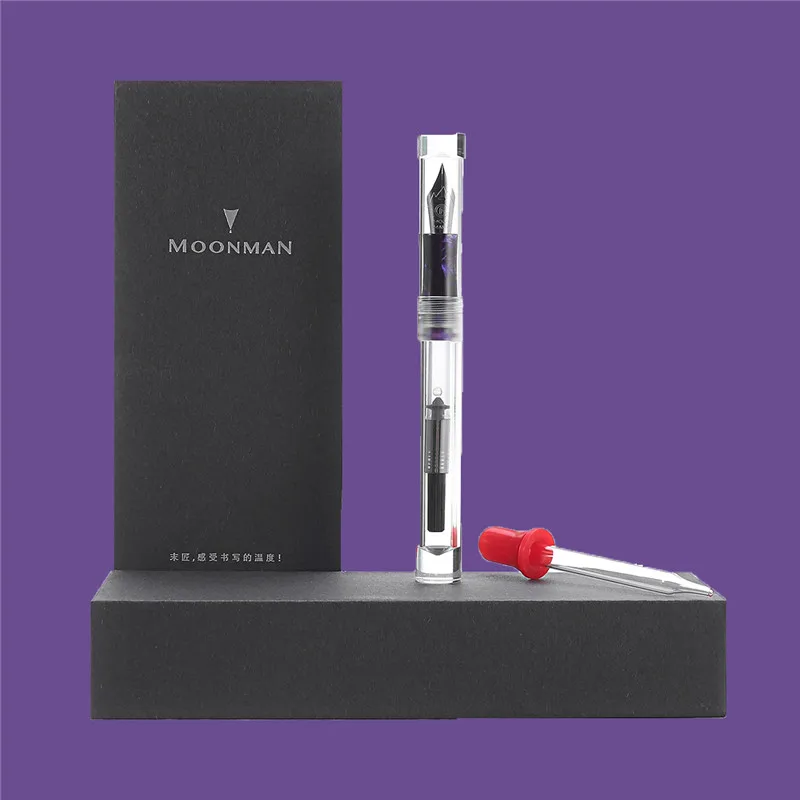 

Moonman C1 Transparent Fountain Pen Eye Dropper Fully Transparent Large-Capacity Ink Storing Iridium Fine 0.6mm Nib Gift Pen