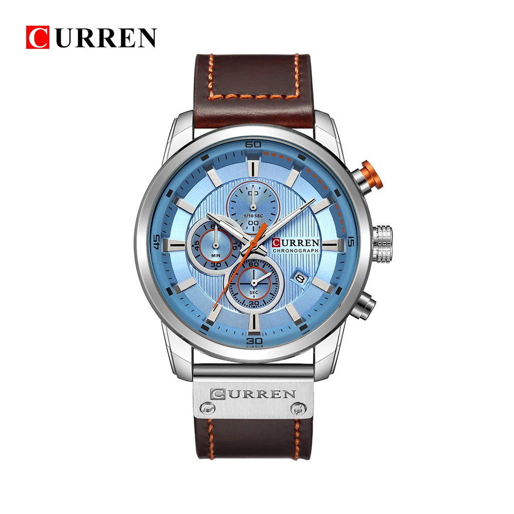  CURREN 8291 Luxury Brand Men Military Sport Watches Men's Quartz Clock Leather Strap Waterproof Dat