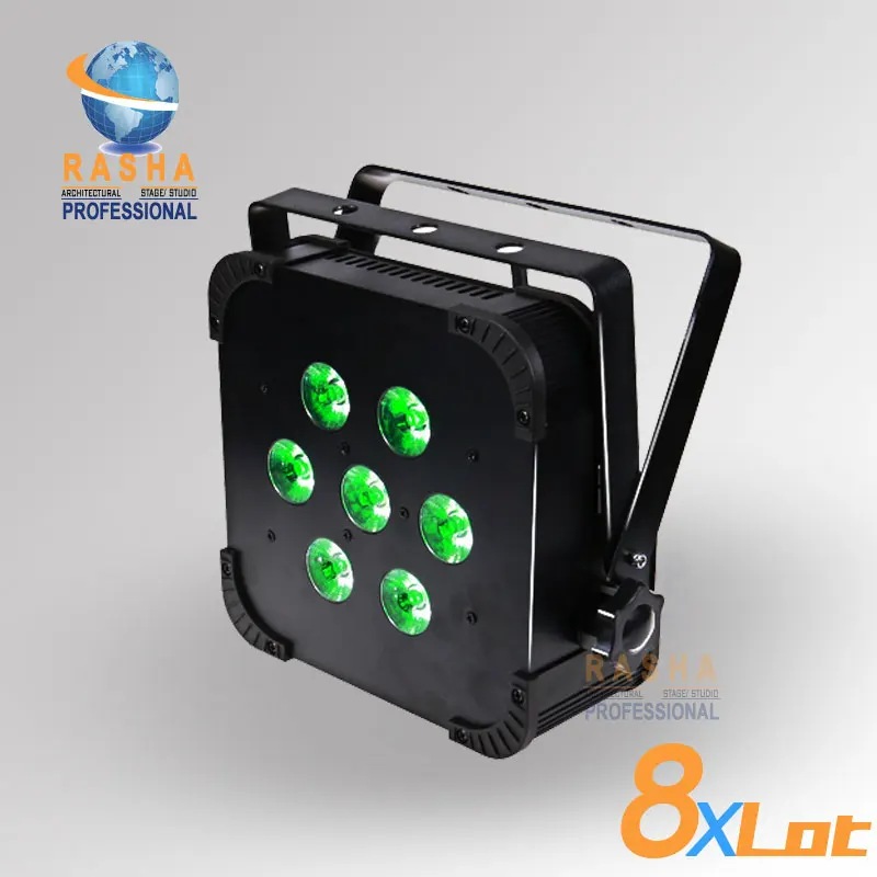 

8X Hot Sale Rasha Quad 7*10W RGBA/RGBW 4in1 Wireless LED Flat Par Profile,LED Flat Par Can,Disco DMX512 Stage Light