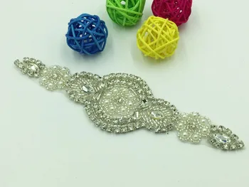 

50pcs/lot 16.5*5cm rhinestone applique for bridal sash