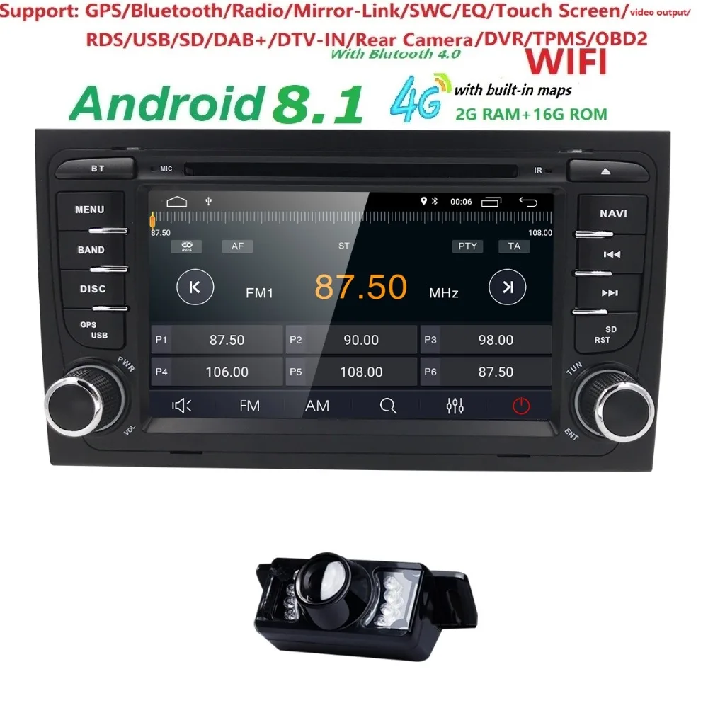 

7" Android 8.1 Car DVD Radio Bluetooth Navi GPS For Audi A4(2002-2007) DVD GPS Sat Nav navigation system TPMS/DAB+/Mirrorlink/BT