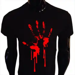 Кровавый ручной печати Футболка S-5XL Трафаретный зомби Капель крови гот Рок Прохладный Повседневное гордость футболка унисекс новые модные