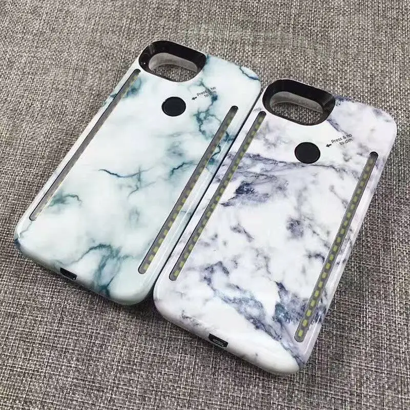 

Marble crack flash Phone Case For iPhone 6 6s 7 8 Plus Perfect Selfie Light Up Glowing Case Cover for iPhone 6 6s Phone Bag