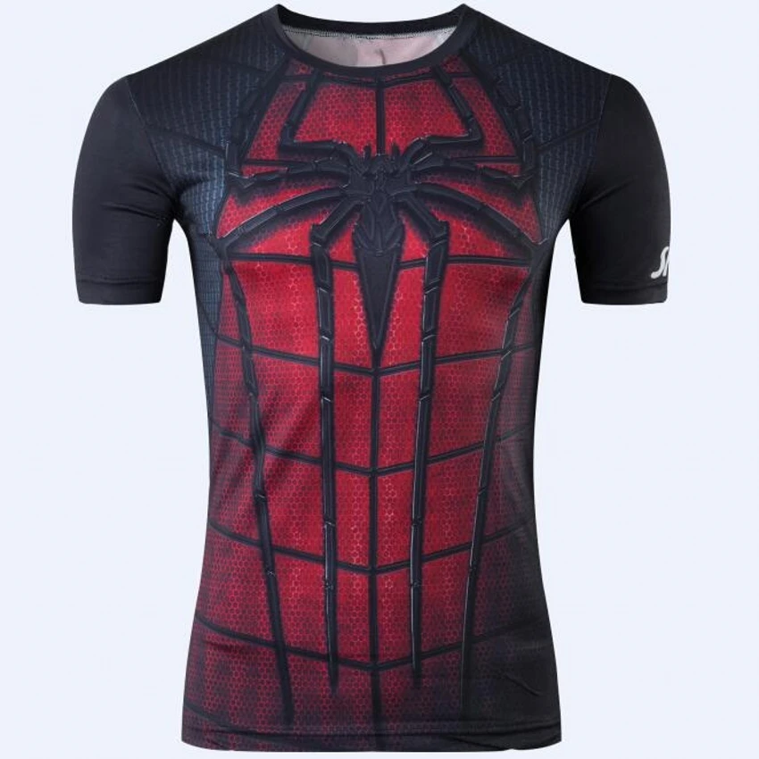

2016 Avengers Super Heroes T Shirt Iron Man Spiderman Captain America Short Sleeves Compression Fitness Shirt 3d t shirt