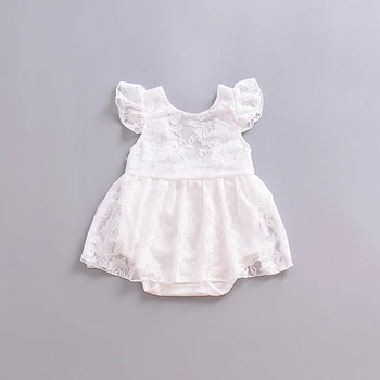 

Baby Girl Clothes Summer Infant Girls Lace Embroidered Princess Fly Sleeve Romper Baby Coveralls For 6-24 Month