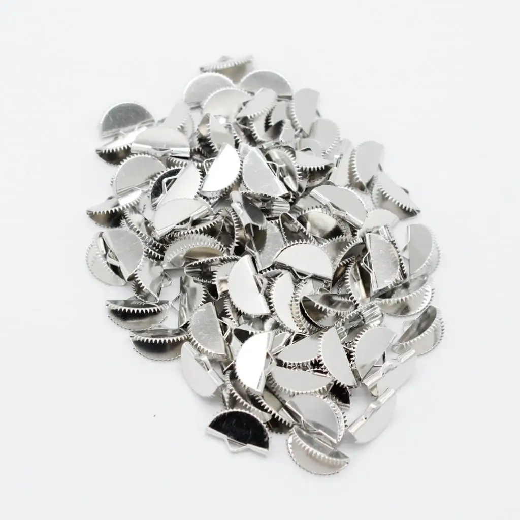 100Pcs Sector Shape Jewelry Clasp Hooks DIY Ribbon Necklace Cord Crimp Ends