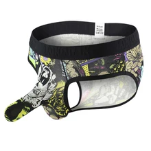 Нижнее белье, дышащий Мужской бандаж, нижнее белье с принтом, трусы, мужские трусы со слоном, Экзотические трусы с низкой посадкой, u-образная сумка