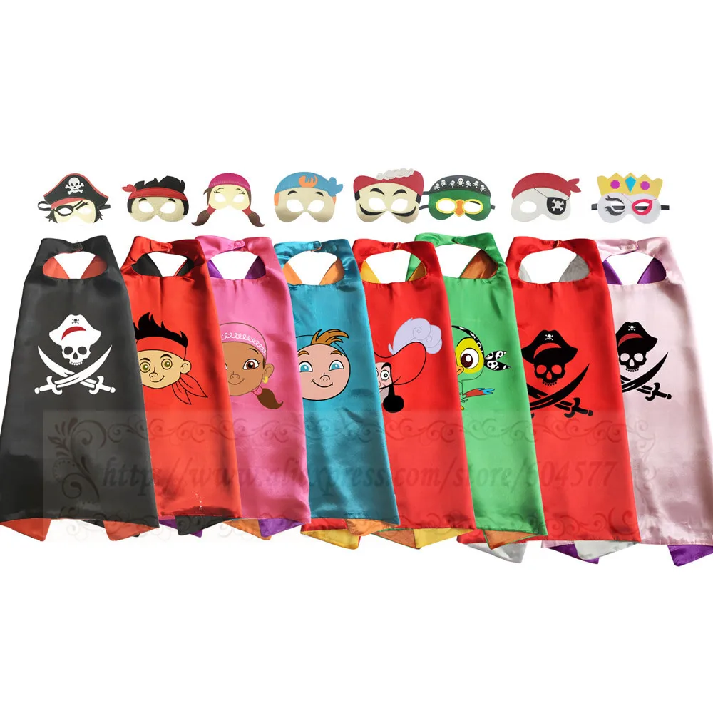 

Pirate Costume Capes with Masks for kids Dress-up Halloween Birthday Party Captain Jack boy Cosplay