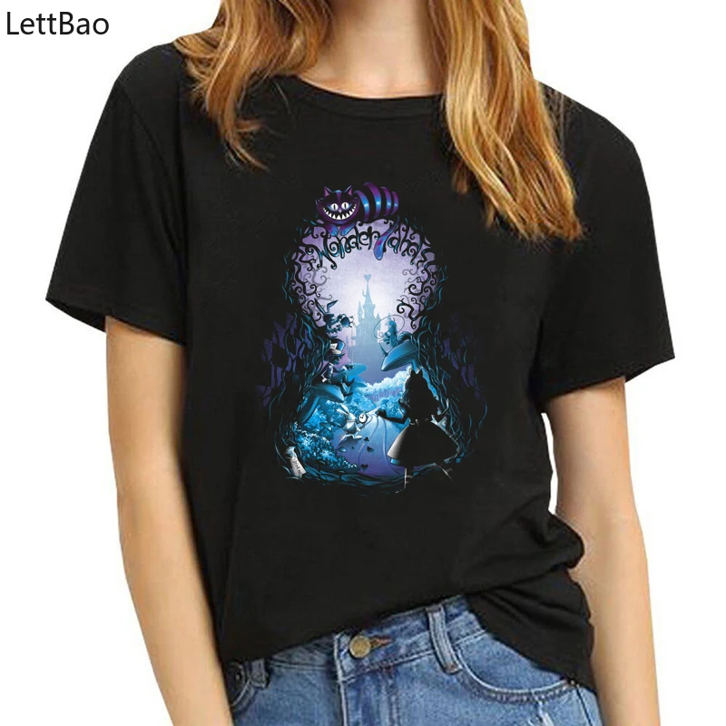 

Cheshire Cat Smile Alice In Wonderland t shirt women WE'RE ALL MAD HERE Film animal print unisex 90s aesthetic t shirt femme