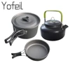 Ultralight Camping Pot Frypan Kettle Cookware Utensils Outdoor Tableware Set Hiking Picnic  Tableware Pot Pan 2-3Persons ► Photo 2/6