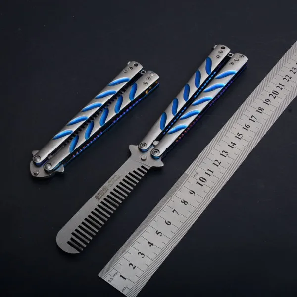 

New Butterfly on Butterfly Knife Trainer Training Folding Knife Defense Tool knife not sharpened CS GO blade comb
