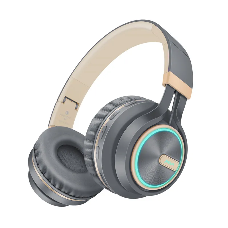 

B6 Grey Gold Wireless Headphones Bluetooth HiFI Stereo Headphone Foldable Headset LED Light Earphones With Mic For Cellphone Tv
