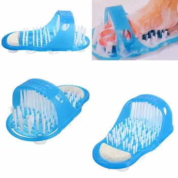 

Easy Feet Foot Scrubber Brush Massager Shower Clean Blue Slippers No Stooping