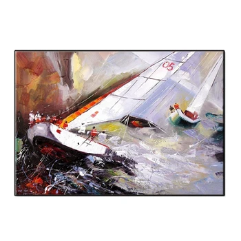 

Abstract Sailboat Paintings Boat Scenery Oil Painting Hand Painted Canvas Decor Wall Art Home Bedroom Wall Decoration Pieces