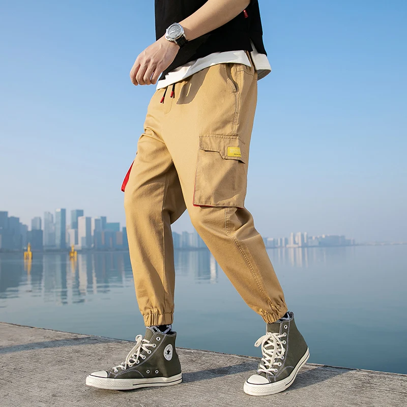 

2019 Youth new fashion Men's Cotton Cargo Pants Male Trousers Men Multi-pocket Pants Sweatpants Stereoscopic pocket Joggers pant