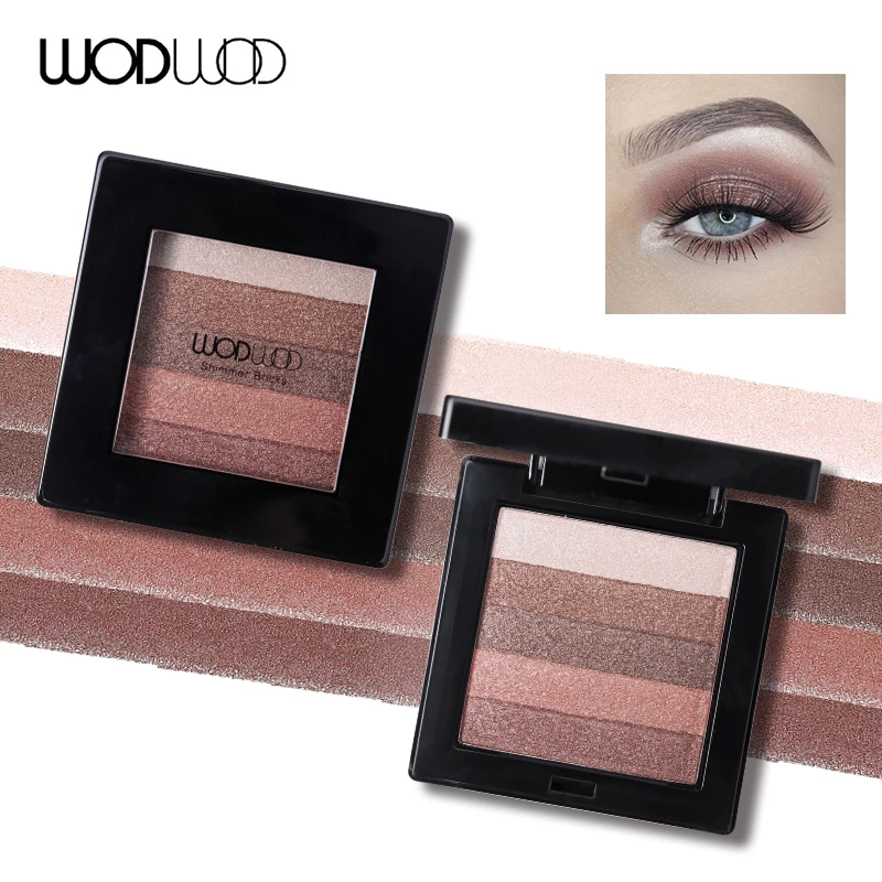 

WODWOD 5 Color Baked Eyeshadow Palette Glitter Shimmer Bricks Mineral Nude Eyeshadow Kit Makeup Warmth Vivid Natural Eye Shadow