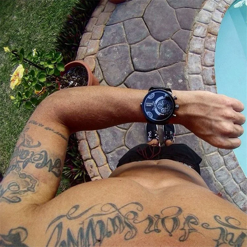Oulm повседневные военные часы мужские модные кожаные кварцевые часы мужские брендовые Роскошные наручные часы большой дизайн мужские часы montre homme