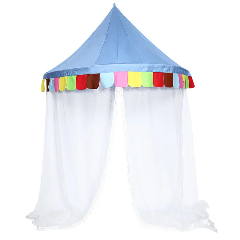 

Pastoral Life Bed Canopy Round Hoop Netting Children Play Tent For Girls Kids Play Tent Indoor Infant Room Bed Curtain Tent