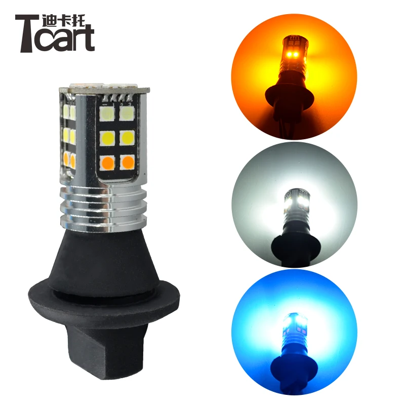 

Tcart Auto Led DRL Daytime Running Lights Turn Signals three color bulbs Car Lamps P21W BA15S For Opel Vectra C 2003 Antara 2012
