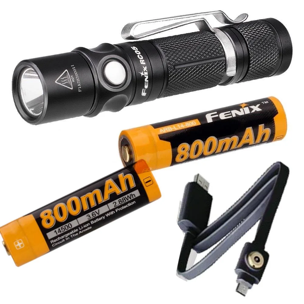 

Fenix RC05 300 Lumen USB rechargeable CREE LED Flashlight with Fenix 14500 Li-ion battery