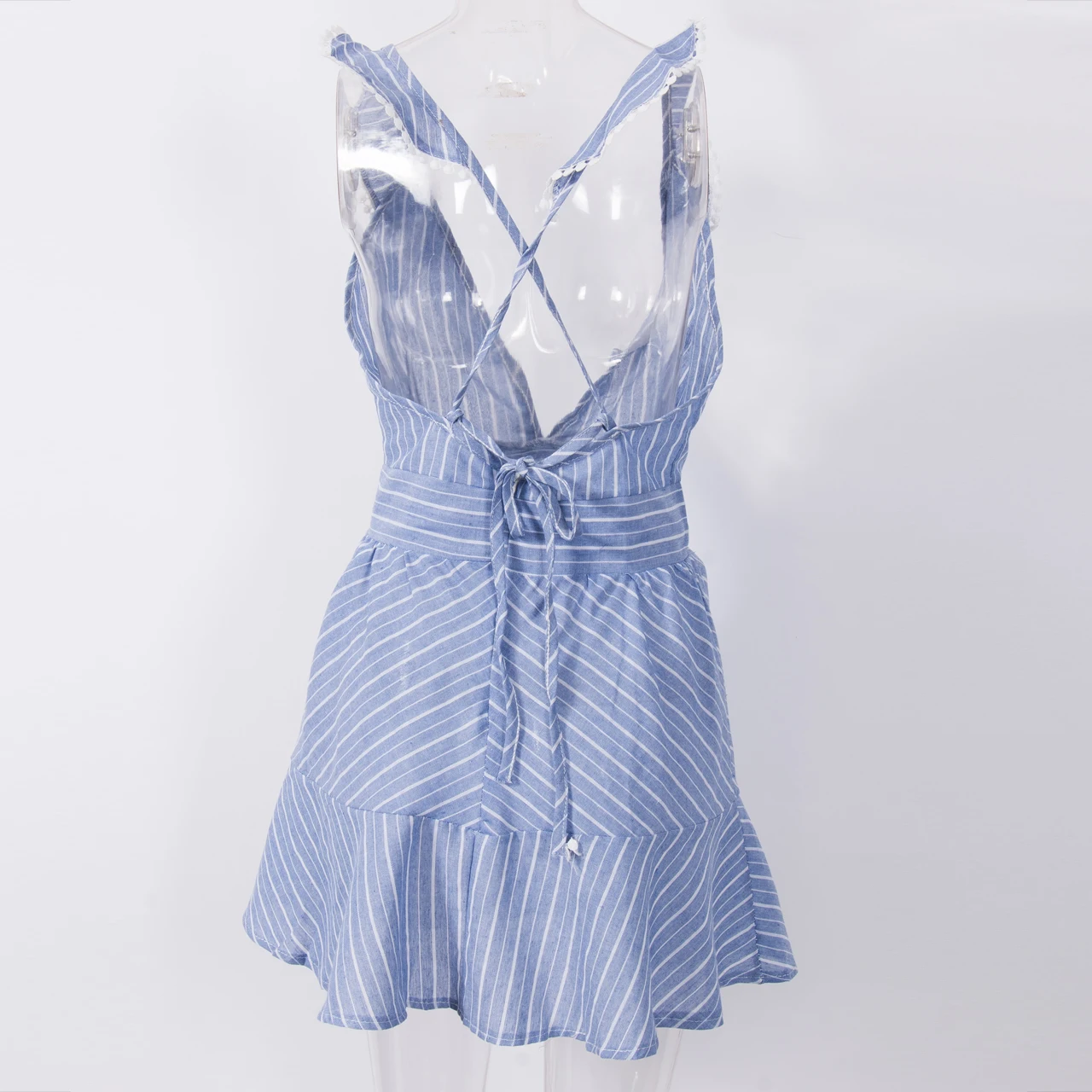 Женское летнее пляжное мини-платье в полоску с v-образным вырезом, платье для отдыха и путешествий, элегантное платье-туника без рукавов, vestido