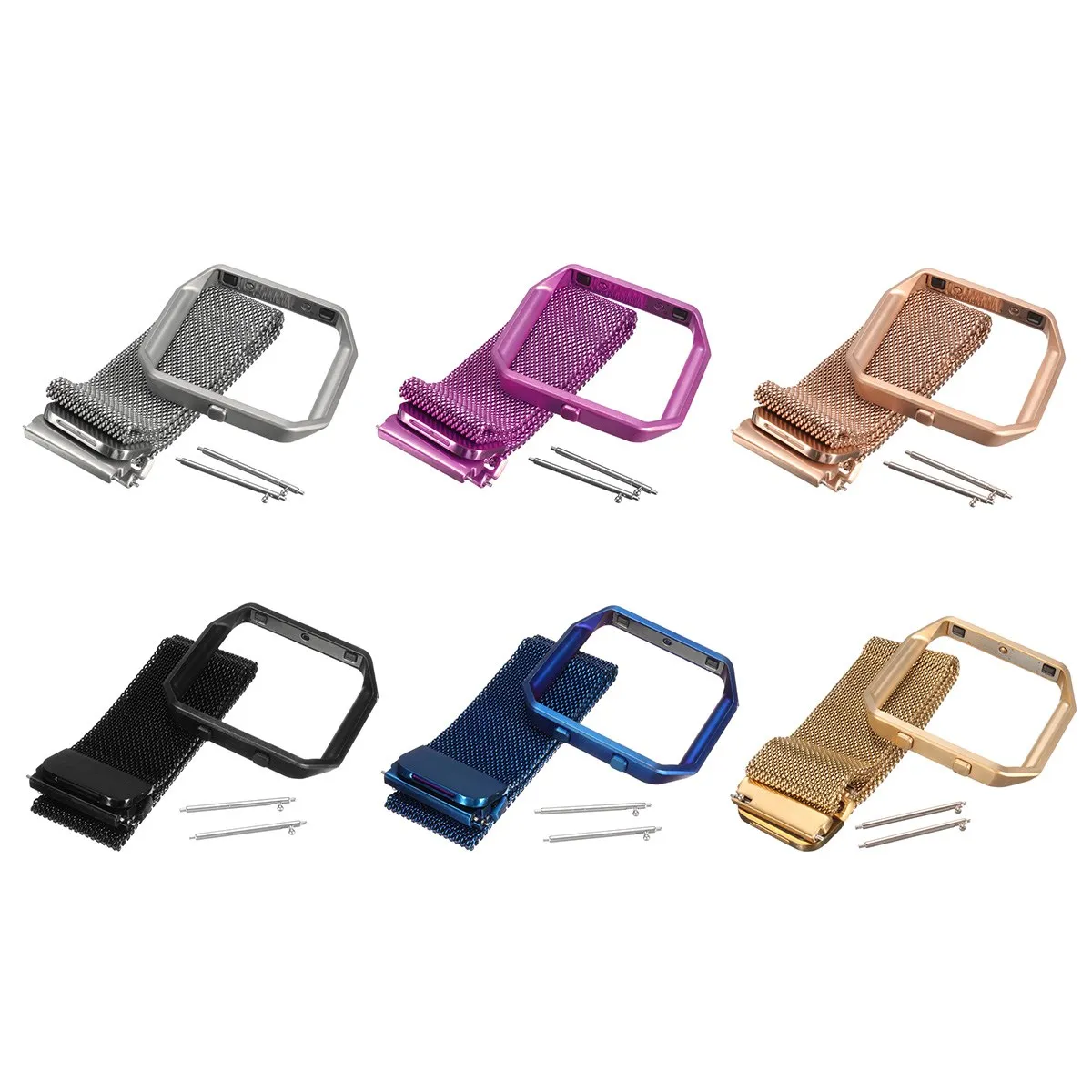

6 Colors Luxury Stainless Steel Watchband Wrist Strap+ Metal Frame Replacement For Fitbit Blaze Smart Watch Wearable Accessories