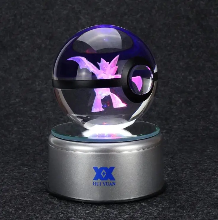 Charizard 3D Хрустальный шар Pokemon Go Light стеклянный шар гравировка круглый с черной линией шар светодио дный LED красочная база детский подарок - Испускаемый цвет: Scyther