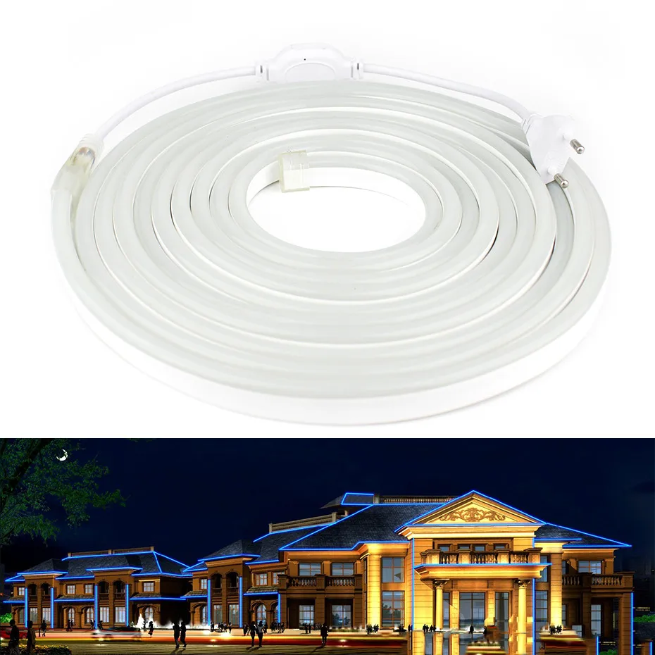 #Best 220V Flexible LED Neon Light Rope Tape Cable Strip LED Neon Lights Strip Shoes Clothing Car Waterproof Led Strip With EU Plug