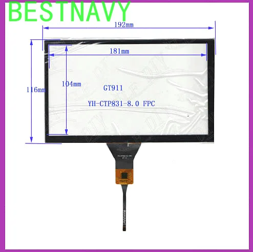 

Free shipping new Car DVD navigation 8 inch capacitive touch screen screen / 192 * 116/6 line touch screen / GT911 6P cable