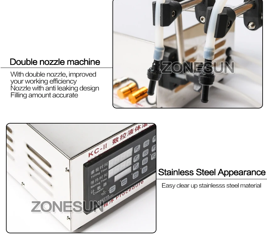 ZONESUN двойной головкой разливочная машина микрокомпьютер автоматический воды жидкого наполнения машины 5-3.5L