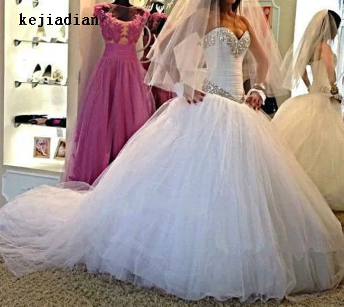 

New White/Ivory crystal Wedding Dress 2019 vintage wedding Gown Bridal dresses vestidos de noiva Robe De Mariage Custom sizes