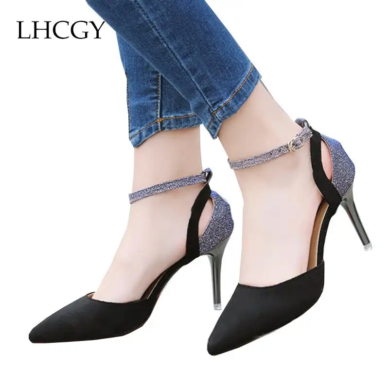 

Spring Summer Women High Heels Shoes Ankle Strap Pumps Pointed Toe Woman Sandals Ladies Shoes sapato feminino zapatos mujer 6177