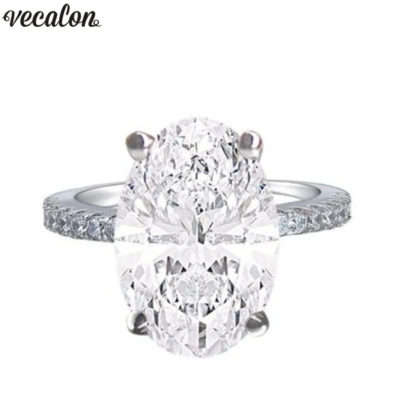 

Vecalon Dazzing 925 Sterling silver Engagement Ring oval cut 4ct AAAAA Zircon Cz Wedding band rings for women Finger Jewelry