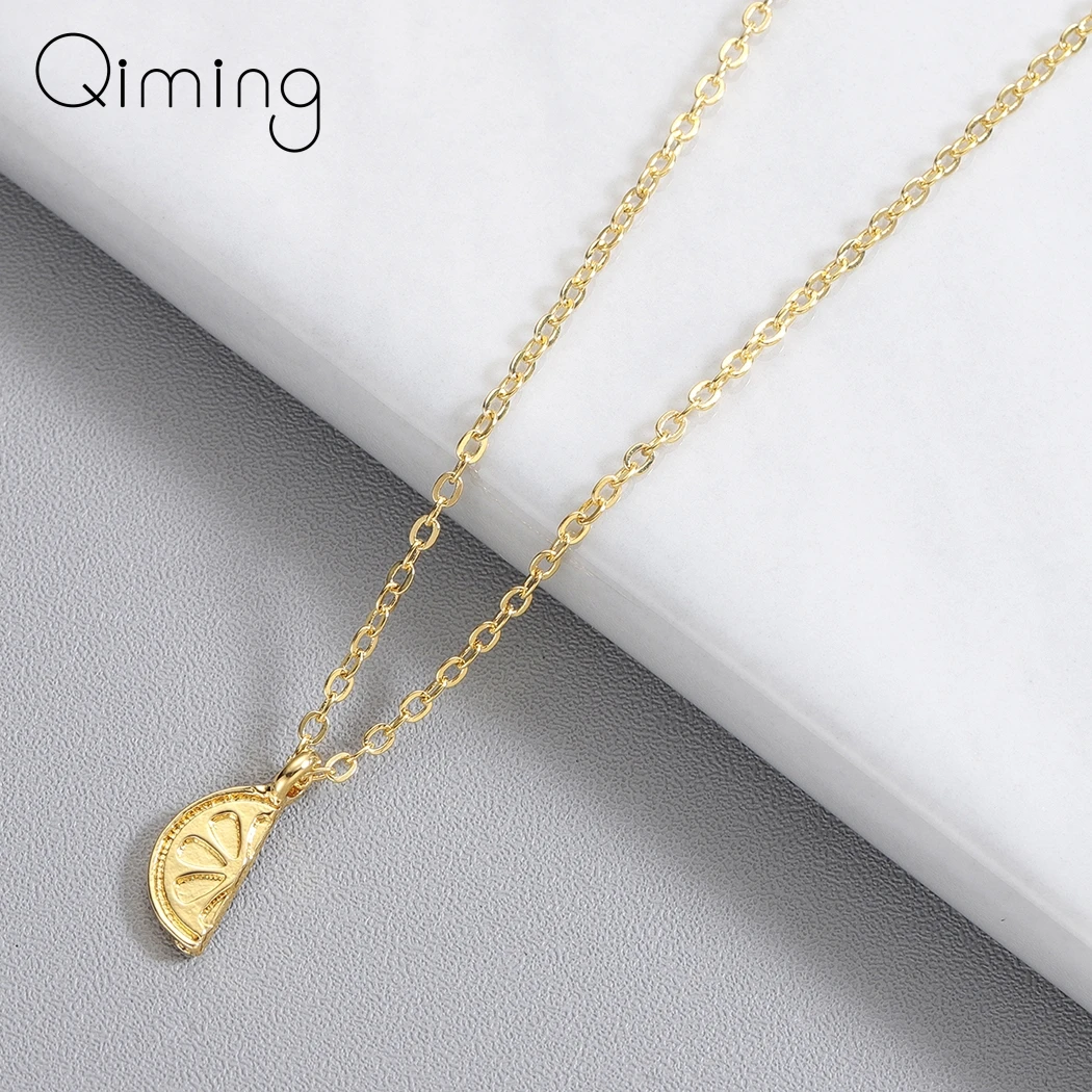Stainless Steel Lemon Charm Pendant Necklace For Women Men Summer Fruit  Jewelry Cute Baby Pendant Necklaces