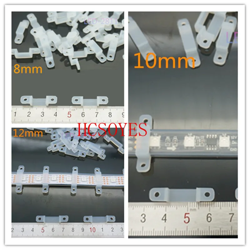 

50pcs 8mm 10mm 12mm soft light clamp retaining clips silica gel fixer silicone LED Clips for 3528 5050 2812b rgb rgbw LED strip
