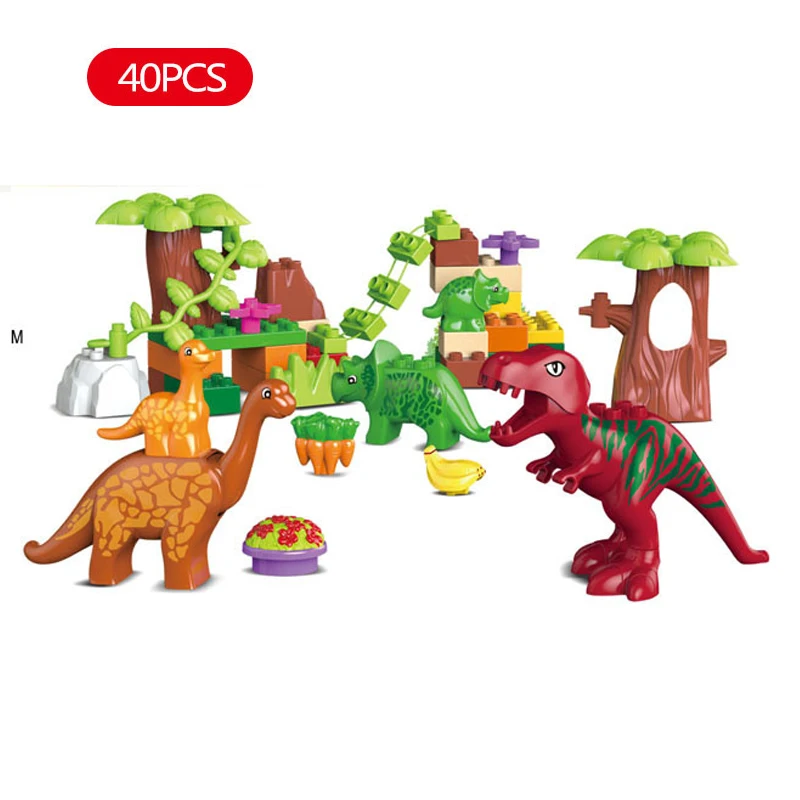 

40Pcs/Lot Dino Valley Building Blocks Sets Large particles Animal dinosaur World Model toys Bricks Duploe No original box