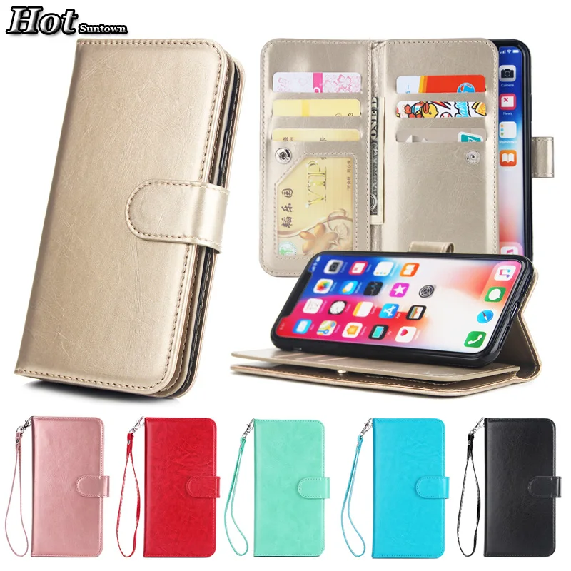 

Vintage 9 Card Flip Case For Coque iphone Xs Max Case Wallet Cover Funda iphone XR Case Leather Cover For iphone Xs X Phone Case