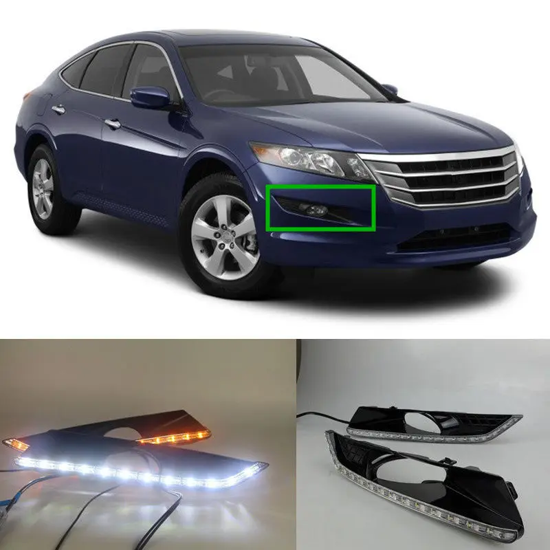 

2x White Turn Yellow LED Daytime Running Lights for HONDA Crosstour 2011-2012