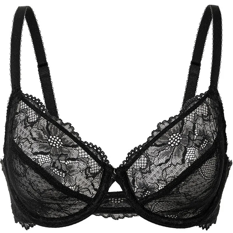 

Women's Elegant Full Coverage Underwired Sheer Lace Bra Breathable